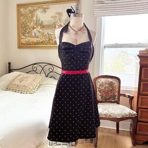 black halter dress with red polka dots City Triangle size 13